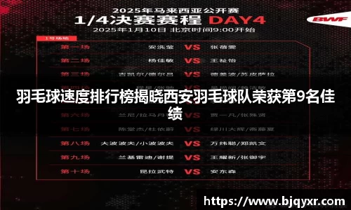 羽毛球速度排行榜揭晓西安羽毛球队荣获第9名佳绩